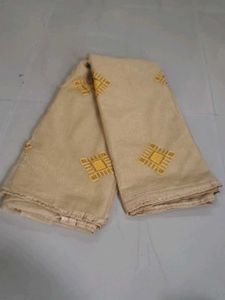 Elegant Beige Saree with Golden Embroidery