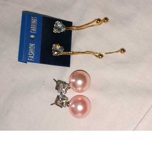 Pearl &amp; Heart Dangle Earrings Set