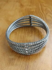 Diamonds Silver Bangle Bracelet