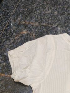 Cream Textured Puff Sleeve Top