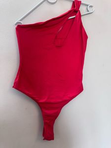 Red One-Shoulder Bodysuit