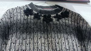 Black Gray Contrast Ponchu (11-12 Years Girls)