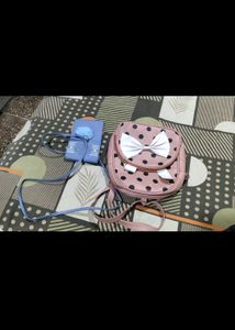 Cute Pink Polka Dot Backpack & Blue Phone Pouch Se