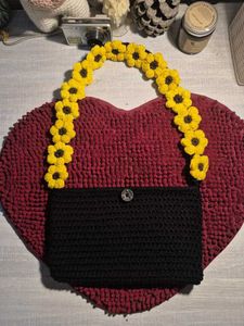 Handmade Crochet Sunflower Clutch Bag