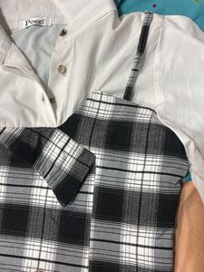 Chic Plaid &amp; White Shirt Combo