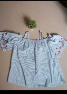 Striped Cold Shoulder Top