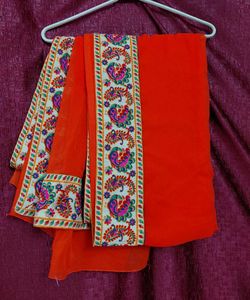 Orange Saree with Embellished Border