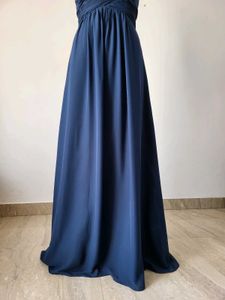 Elegant Navy Blue Halter Neck Maxi Dress