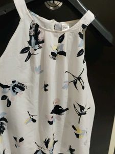 White Floral Print Sleeveless Top