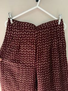 Burgandy Printed Kurta &amp; Pants Set