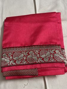 Vibrant Pink Silk Saree with Ornate Border