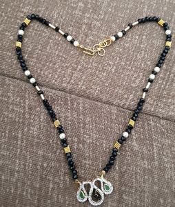 Unused Black And White Perls American Diamond Mala