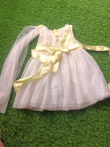 Elegant Yellow & White Flower Girl Dress