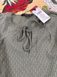 Chic Olive Green Ruffle Dress (L Size)