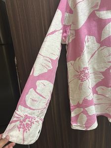Chic Pink Floral Button-Up Shirt