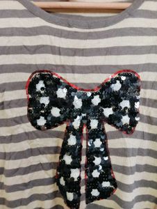 Striped Top with Bow Detail