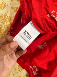 /Chic Red Off-Shoulder Floral top