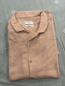 Peach Relaxed Fit Button-Up Shirt