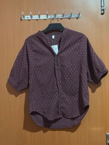 Stylish Textured Maroon Kurta top