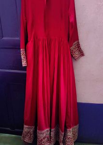 Elegant Red Embroidered Anarkali Gown