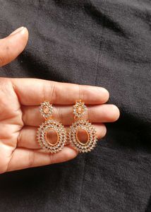Rose Gold Crystal Oval Drop Earrings