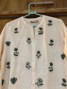 Cream Kurta with Block Print
