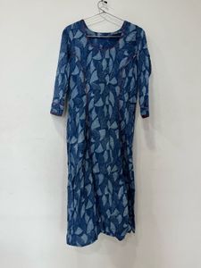 Blue Printed Cotton Kurta