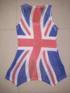 Union Jack Print Sleeveless Tunic Top