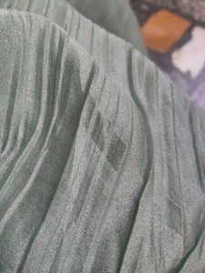 Premium Shiny Mint Green Pleated Maxi Skirt (Size