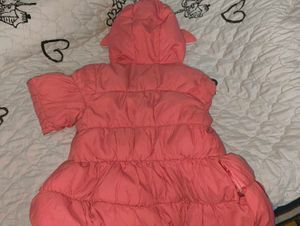 Pink Puffer Coat with Bunny Ears