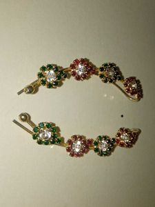 Elegant Floral Stone ear Clips