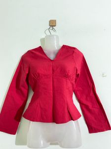 Red V-neck Tops