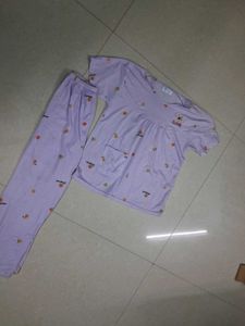 Cute Lavender Fruit Print Pajama Set