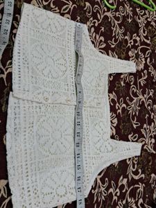 Cropped Cream Crochet Tank Top