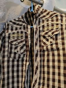 Men's Brown Gingham Checkered Shirt