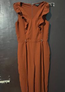 Chic Rust Ruffle Jumpsuit