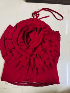 Red Rose Ruffle Top
