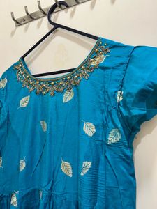 Ethnic Gown with Leaf Motif