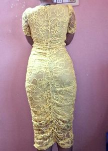 Yellow Lace Bodycon Dress