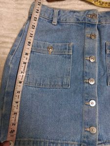 Denim Button-Front Mini Skirt