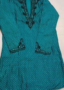 Embroidered Teal Ethnic Jacket