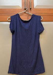 navy deep neck top