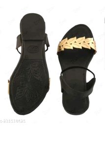 Stylish Black Gold Leaf Sandal