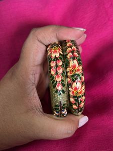 Kashmir wooden Hand-Painted Floral Bangles