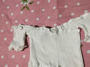 White Smocked Off-Shoulder Top