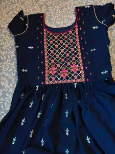 Navy Blue Embroidered Kurta Set with Dupatta