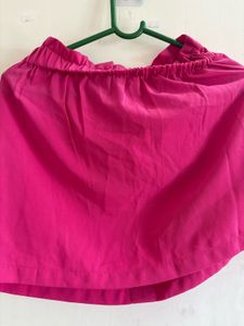Vibrant Pink Button-Front Mini Skirt with Pockets