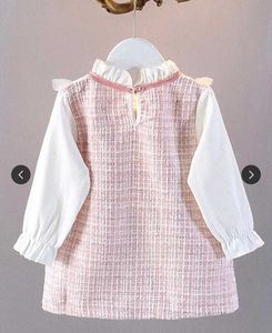 Cute Pink Tweed Girls Dress