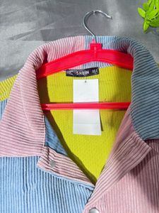 SHEIN Color Block Corduroy Jacket