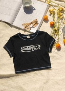 Black Active Vacation Cropped Tee